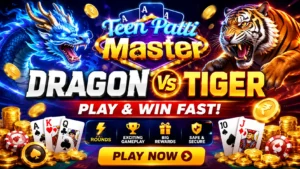 Teen Patti Master Dragon vs Tiger gameplay showing betting interface and card deal for fast real cash wins